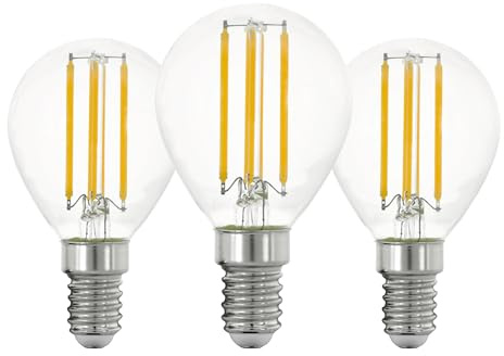 EGLO Set aus 3 E14 Filament LED Lampen, Edison Glühbirne transparent | 7 Watt (entspricht 60 Watt), 806 Lumen, Leuchtmittel warmweiß, 2700 K, Glühlampe P45, Ø 4,5 cm