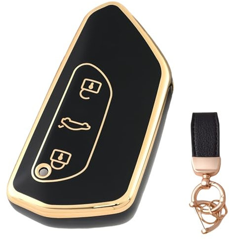 NEUHOO Auto Zubehör für VW Caddy 5 2020-2024 2025 Schlüsselhülle und Schlüsselanhänger, Schlüsselgehäuse Silikon Schlüsselkarte Hülle (Schwarz)