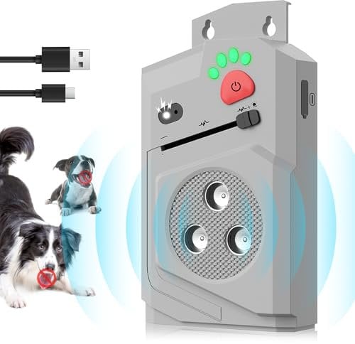 Honey Paws Anti Barking Device for Dogs, Stop Barking Dog Device with 3 Emitters, Ultrasonic Dog Bark Control, Behavior Aid, Dog Bark Deterrent Device 15M Range Indoor & Outdoor Rechargeable