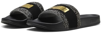PUMA Damen Leadcat 2.0 Animal Flair Slide Sandale, Puma Black PUMA Gold, 42 EU