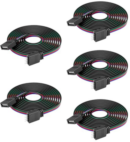 BTF-LIGHTING 4PIN 22AWG JST SM LED Stecker 5Stück/Pack männliche Buchse mit 1m Kabel für PWM SMD FCOB RGB LED Streifen ohne Löten Controller Draht