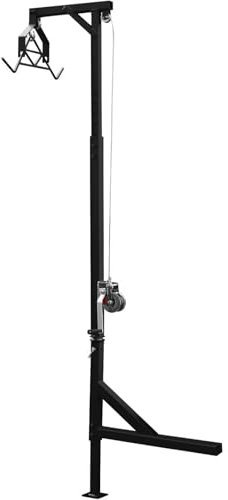 SAYEYBU Wildhebezeug Mit AnhäNgerkupplung, Mit Seilwinde Und Gambrel-Set, Einstellbare HöHe, 360 Grad Schwenkbare AnhäNgerkupplung, FüR Fabriken Und Farmen,Schwarz