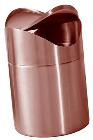 MAGICLULU Mini Bote de Basura de Escritorio Tapa de Presión Oro Rosa Papelera Pequeña Multiuso para Cocina Oficina Baño y Coche Diseño Compacto para Encimera y Ahorro de Espacio