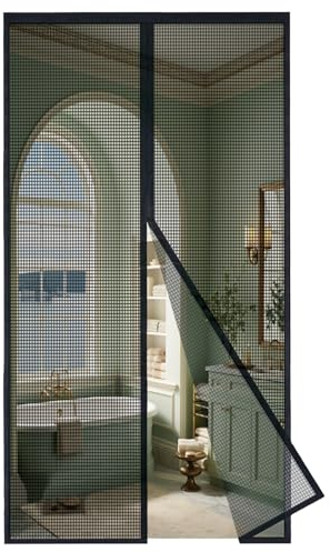 MAGICDOOR Magnet Fliegengitter Tür 110x200cm-Schwarz für Fiberglas | Mittlere Öffnung Magnetvorhang Insektenschutz Feinmaschig Ohne Bohren Fliegenvorhang Terrassentür für Schlafzimmer Balkon
