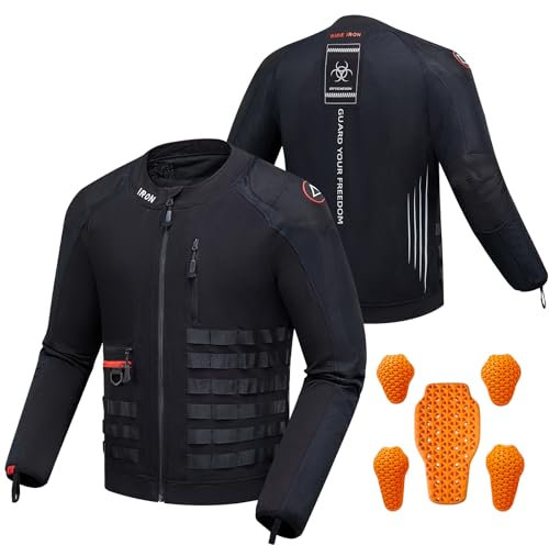 IRON JIA'S Chaqueta Moto Protección Hombre con Equipo de Protección CE Cuatro Estaciones ATV Profesional Motocross Negro M