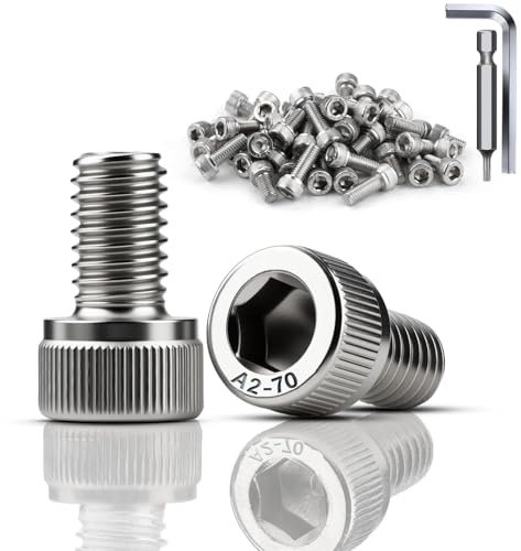 TXXATX 40 Piezas Tornillo Cilíndrico M6x8 mm Tornillos Cabeza Hexagonal DIN 912 de Acero Inoxidable A2 V2A Tornillos de Cabeza Allen Rosca Completa Para Reparación de Maquinaria de Muebles