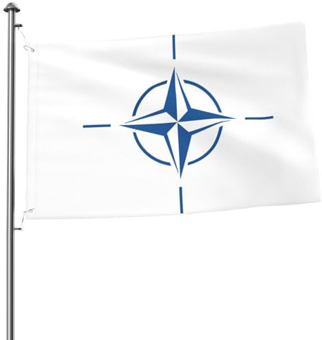 Insignia Otan De La Otan Bandera De Balcón Resistente Decoloración Banderas De Exterior Duradero Bandera De Vacaciones Para Césped Patio Vacación 90X150Cm