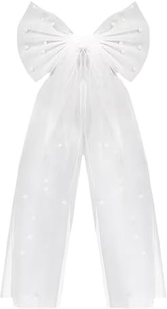 Schleier Braut Kurz,Jga Bride To Be Haarreif Mit Perlen Schleife,Wedding Weiß Bridal Veil,Bachelorette Party Brautschleier,Junggesellinnenabschied Brauts Tüll Haarschmuck für Brautkleider Accessoires