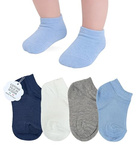 LEON D'ORO Calzini Neonato Cotone 4 Paia Calze leggere filo di scozia Bambino 6 12 18 mesi Made in Italy