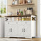 Moderner Sideboard Küchenschrank mit 3 Schubladen und 4 Türen, Buffetschrank Aufbewahrungsschrank Küchenbuffet mit Offenes Speicherfach für Küchen, Wohnzimmer, Schlafzimmer, 140×35×95cm, Weiß+Braun