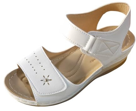Générique Stivali Alti Marrone Con Tacco Sandali Con Tacco A Punta In Pelle Da Donna Scarpe Comode E Alla Moda Estate Scarpino Tacco 4 Cm, bianco, 38 EU X-Étroit