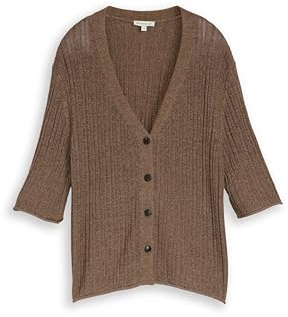 TOM TAILOR Damen 1050562 Loose Fit Cardigan mit Leinenanteil