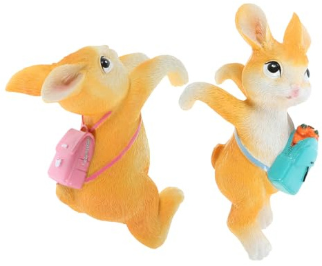 ZXQUEGF Vase Ornament 2 Pieces Hanging Rabbits in Flower Pot Cute Resin Hanger Pots for Plants