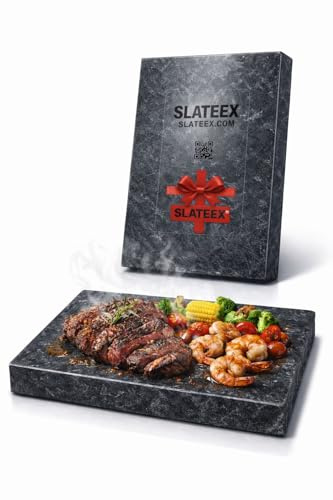SLATEEX Specksteinplatte 30 × 20 × 3 cm – Naturstein Grillplatte aus Speckstein – massive Steinplatte zum Grillen, Braten & Servieren (30x20x3)