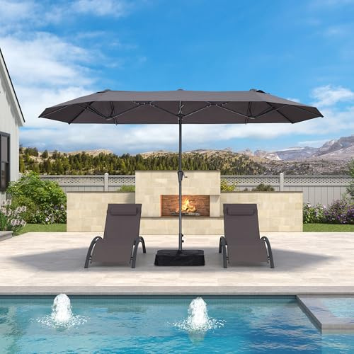 PURPLE LEAF Parasol Double Face 400 x 200 cm avec Pied Gris UPF 50+ Durable