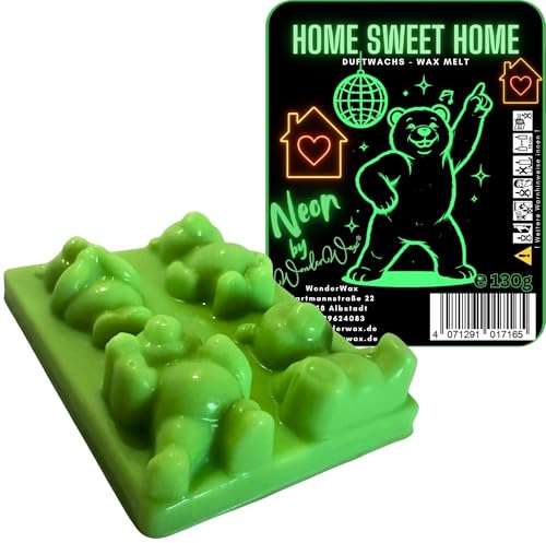 WonderWax Neon Duftriegel 6 x Duftwachs Bären Wachsmelt Duftwachs Raumduft für Duftlampen Soja Wachs Melts Duftmelt Aroma Wellnes Kerzen Wärmer Wax Tarts Home Sweet Home