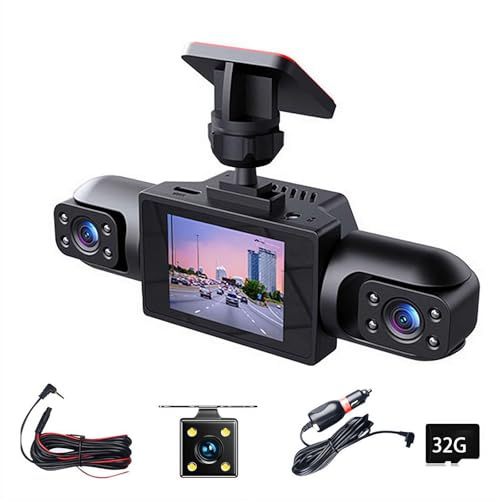 Full View Auto Dashcam System, 360° 4-K FHD Dashcam mit vorne hinten links rechts Kameras, 32/64/128GB Karte, 1080p Full HD Aufnahme, Infrarot Nachtsicht, für Fahrzeuge