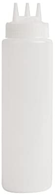 Vogue 3 Nozzle Squeeze Bottle 680 ml/24 oz, Clear, Material: Polyethylene, Clear Plastic to see Contents & Levels, Speeds Up Prep Time, Commercial & Home Kitchen Use, CW725