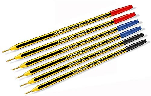 Staedtler Noris Stick Kugelschreiber, 1 mm, Set mit 6 Stück, (Blau, Rot, Schwarz)