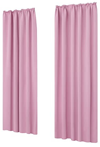 Deconovo Thermovorhang Gardinen verdunklungsvorhänge mit Kräuselband, 245x140 cm(HöhexBreite), Rosa, 2er Set