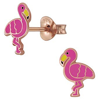 Laimons Mädchen Kids Kinder-Ohrstecker Ohrringe Kinderschmuck Flamingo Vogel Tier pink rosa rose vergoldetaus Sterling Silber 925