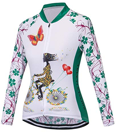 Radtrikot Langarm Damen Mountainbike Trikot Zip Shirts Rennrad Bekleidung Sport Racing MTB Tops für Damen Damen Bouse Herbst Herbst Frühling Atmungsaktiv grün Größe XL