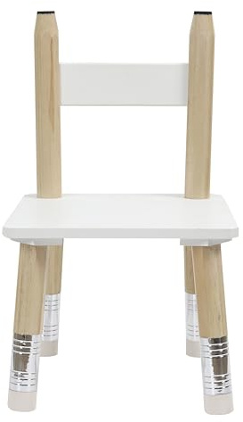 HOME DECO FACTORY Stehsammler Pappe Set 5-teilig Bunt | Kindertisch und 2 Stühle aus MDF-Holz, Bleistiftmuster, verspielte Möbel, Schlafzimmer, 55x42x55cm, weißes Holz und Fuchsia