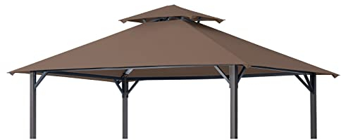 Easylee Grill Gazebo Shelter Replacement Canopy 5' x8' Double Tiered BBQ Cover Roof ONLY FIT for Gazebo Model L-GG001PST-F(Khaki)
