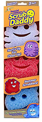 Scrub Daddy Sponge - Summer Shapes - Non- Scratch Scrubbers for Dishes and Home - 3ct