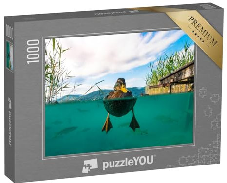puzzleYOU: Puzzle 1000 Teile „Unterwasserbild Einer Ente und mit einigen Fischen in einem See, Österreich“ – aus der Puzzle-Kollektion Enten