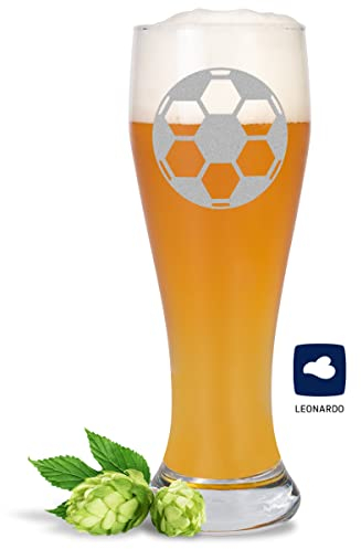 JUNIWORDS Weizenbierglas mit Gravur, Fußball, Bierglas