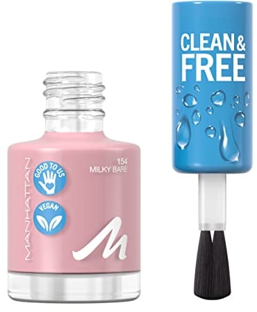 Manhattan Clean und Free Nail Polish, Fb. 154 Milky Bare, atmungsaktiver Nagellack, vegan, 8 ml