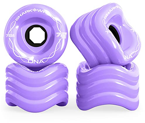 Shark Wheel 72 mm 78a Longboard Cruising Wheels, DNA-Formel, Set mit 4 Rollen (lila, 72 mm)