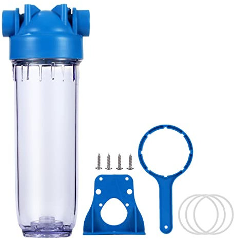 Geekpure Boîtier de filtre transparent pour maison entière de 10 pouces - Orifice en laiton 3/4 BSP - Convient aux filtres de 2,5 x 10