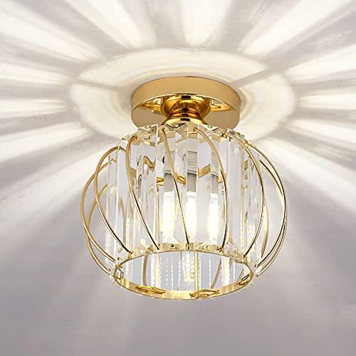 Mengjay Golden Moderne E27 Deckenlampe Kristall Deckenleuchten Wohnzimmerlampen küchenlampen Semi Flush Mount Deckenleuchter für Wohnzimmer Küche Büro Schlafzimmer Esszimmer