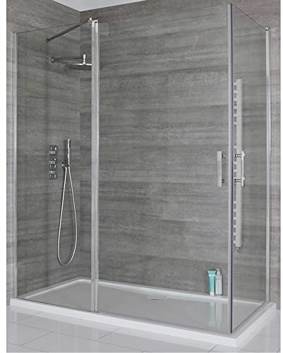 MILANO Chrome Corner Hinged Door Shower Enclosure White Tray 1100 x 800mm