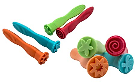 Craftplay My art tools | Soft grip Pattern makers | Pattern Stampers | Pack of 4 designs | Flower, Spiral, Splash, and Daisy | Paint and Dough Tools, Flower, Spiral, Splash & Daisy, Pattern Stampers