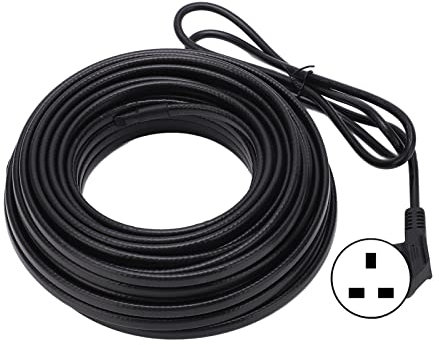 Kadimendium Electric Heating Cable with Explosion Proof Plug Self Regulating Heat Cable with Water Pipe 20 Meters for Pipes, Garden, Pump Room, Water Tank(UK Plug)