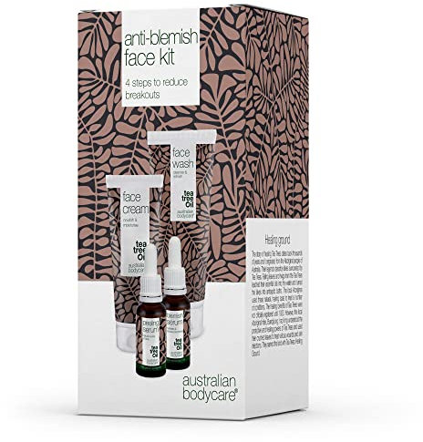 4-teiliges Hautpflege-Set für unreine Haut & Pickel | Tiefenreinigung für fettige Haut, Pickel & Mitesser | Gesichtsreinigung 200ml, Niacinamide Serum 30ml, Peeling Serum 30ml & Gesichtscreme 100ml