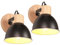 iDEGU 2 Stücke Wandleuchten Innen Vintage Wandlampe aus Holz und Eisen Industrie Design Lampe Retro Wandstrahler Verstellbare Deckenleuchte Wandspot Wohnzimmer Küche (Schwarz, weißes Interieur)