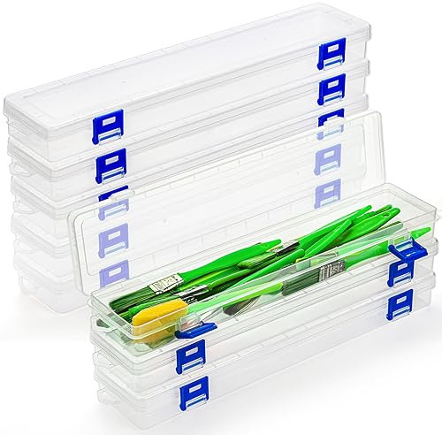 Noamus 8 Pack Paint Brush Storage Box, 33CM Pencil Case with Buckle Design, Portable Drawing Tool Container, Artist Drawing Pen Container for Oil Watercolor Painting Pencil, Office Supply, Makeup Item