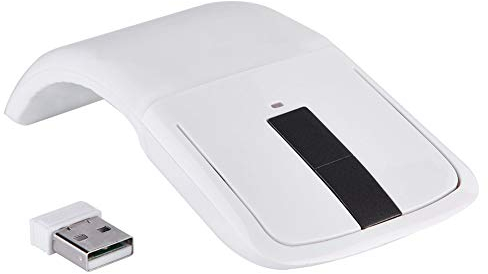 Vikye Souris Bluetooth Arc Touch, Souris Pliable 2,4 GHz Arc Touch Mouse avec Récepteur USB pour PC, Ordinateur Portable, Smart TV (Blanc)