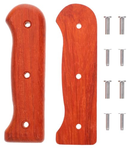 Cabilock Poignée De Remplacement Pour Couteau De Cuisine Manche En Bois Ergonomique Accessoire De Poignée De Coupe 2 Plaques Et 4 Paires D'Écrous Installation Facile Pour Usage Quotidien