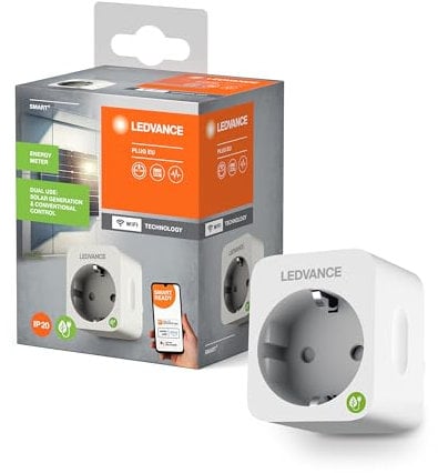 LEDVANCE Smarter WiFi Plug mit Energy Meter, misst sowohl Stromverbrauch als auch Energieerzeugung von Solaranlagen, integriert konventionelle Geräte ins Smart Home, steuerbar mit Alexa & Google