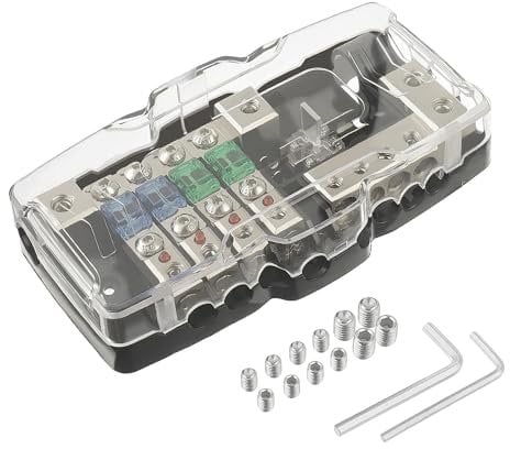 SIGANDG KFZ Verteilerblock Sicherungskastenblock 4-Wege Mini ANL Verteilerblock 0/4 Gauge Sicherungshalter Verteilerblock Sicherungskasten mit rotem　Kontrollleuchte