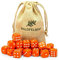 Waldfelsen 6, 12, 20, 30 oder 50 hochqualitative Würfel Standardgröße 16 mm Acrylwürfel Knobel Spielwürfel Dice 6-seitig sechsseitig Spielzubehör Set mit Stoffbeutel (Orange, 20 Stück)