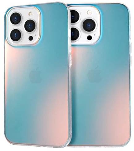 GANGANPRO Compatible with iPhone 13 Mini Phone Case Laser Fluorescent Iridescent Holographic Gradient TPU Bumper PC Back Slim Shockproof Cover 6.7 Inch