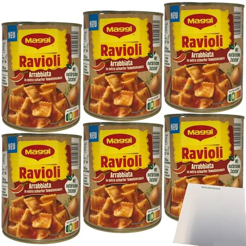 usy Bundle für Maggi Ravioli Arrabiata in extra scharfer Tomatensauce 6er Pack (6x800g Dose) + usy Block