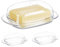Relaxdays Juego 3 Mantequeras con Tapa, Mantequillera Plástico, para Bloques Mantequilla 250g, 6,5x18,5x12,5 cm, Transparente