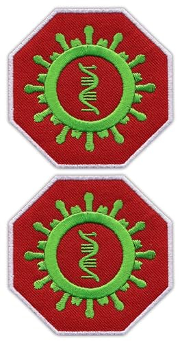 Set mit zwei – Stop Virus – Flashy Green – Aufnäher – bestickter Aufnäher/Abzeichen/Emblem
